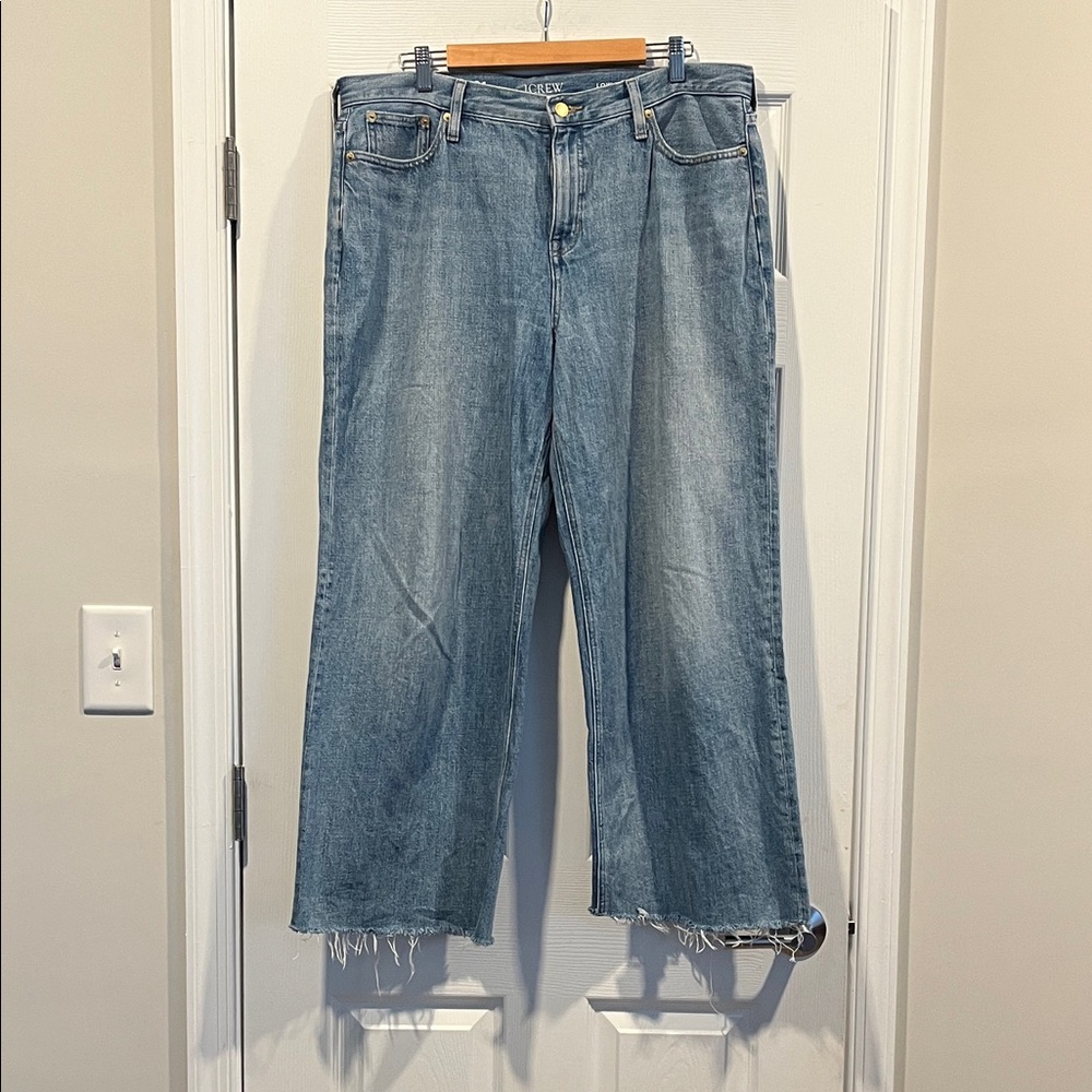J. Crew Low Rise‎ Raw Hem Medium Blue Wide-Leg Jeans Size 31